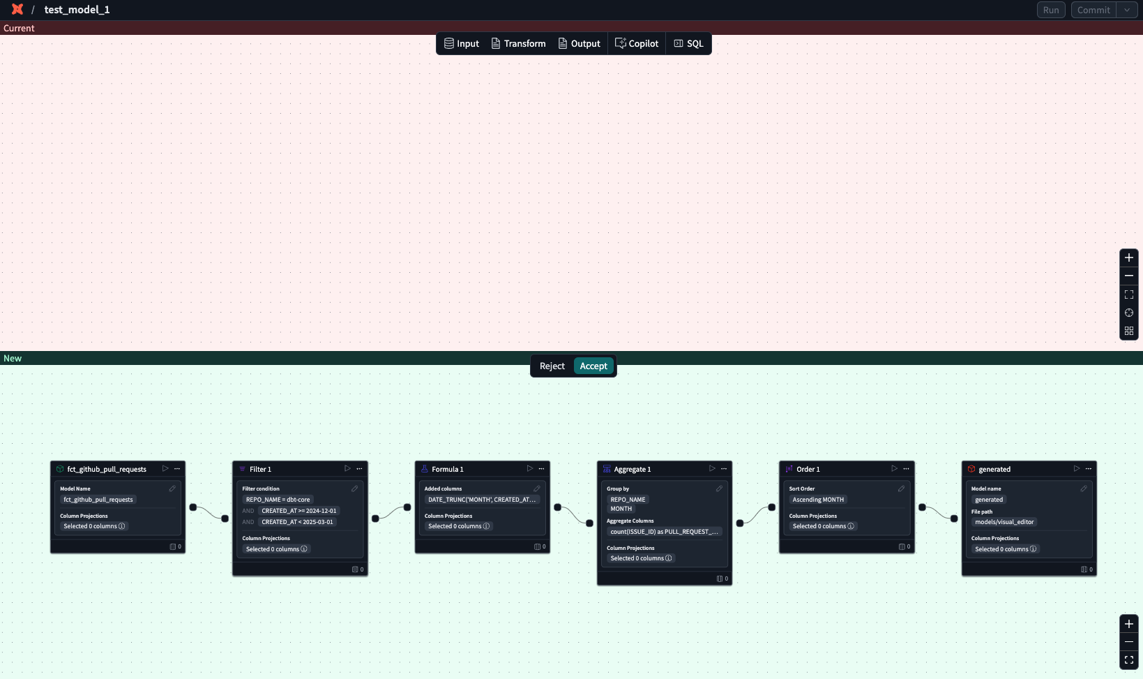Visual diff view of proposed changes Visual diff view of proposed changes